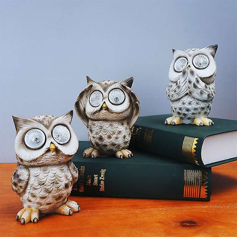 Solar Owl Decor 3 Packs Owl Path Light for Garden Lawn Backyard
