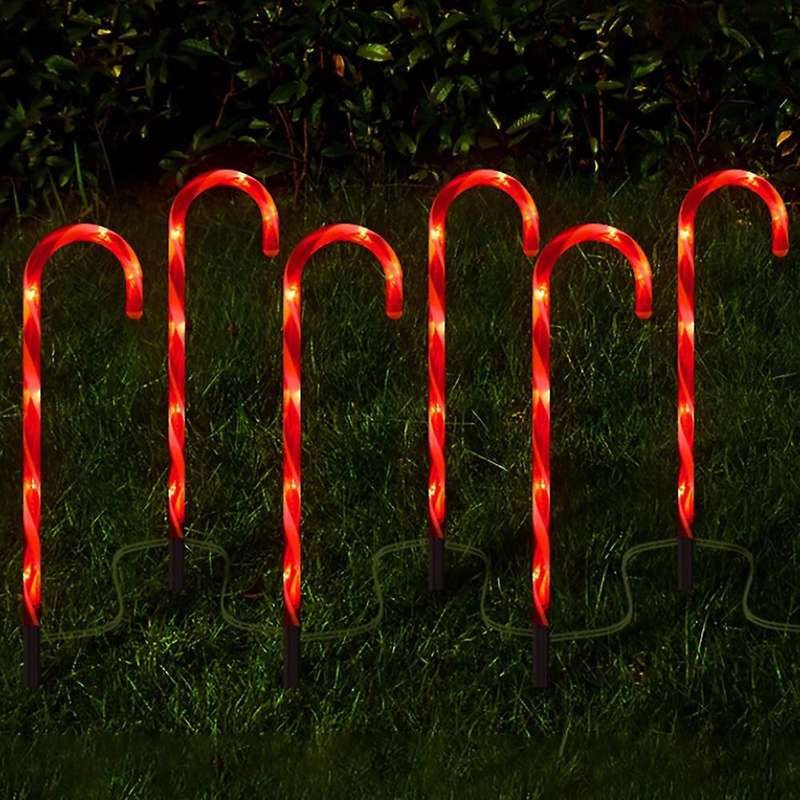 Candy Cane Outdoor Solar Landscape Lights 21in Lighted Christmas