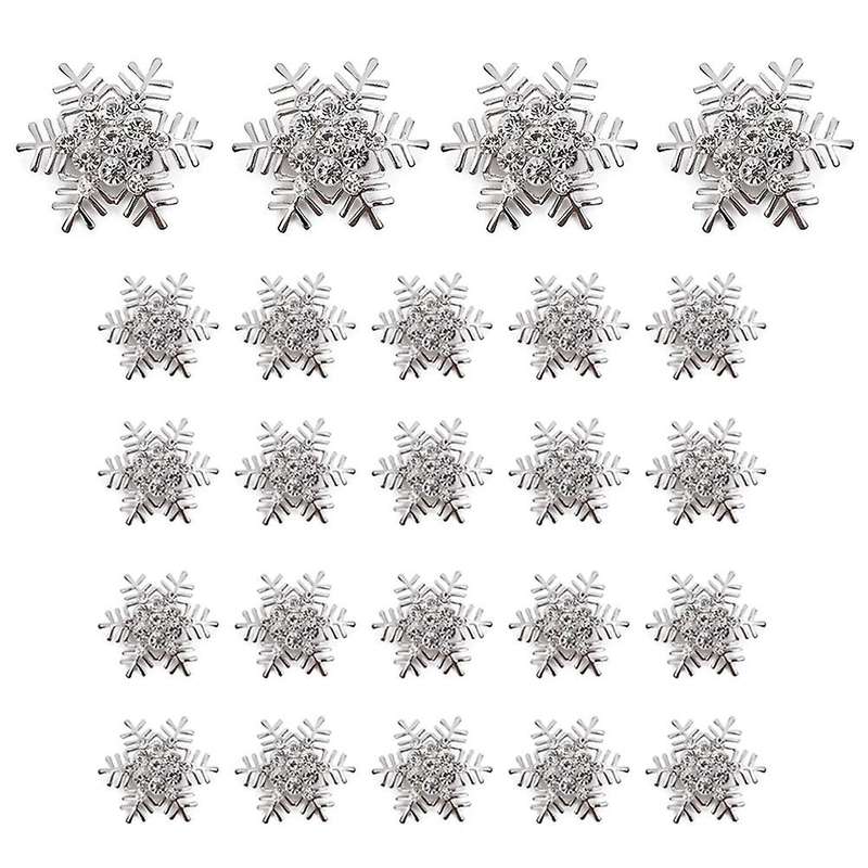 24 Pack Napkin Rings Silver Snowflake Napkin Holder