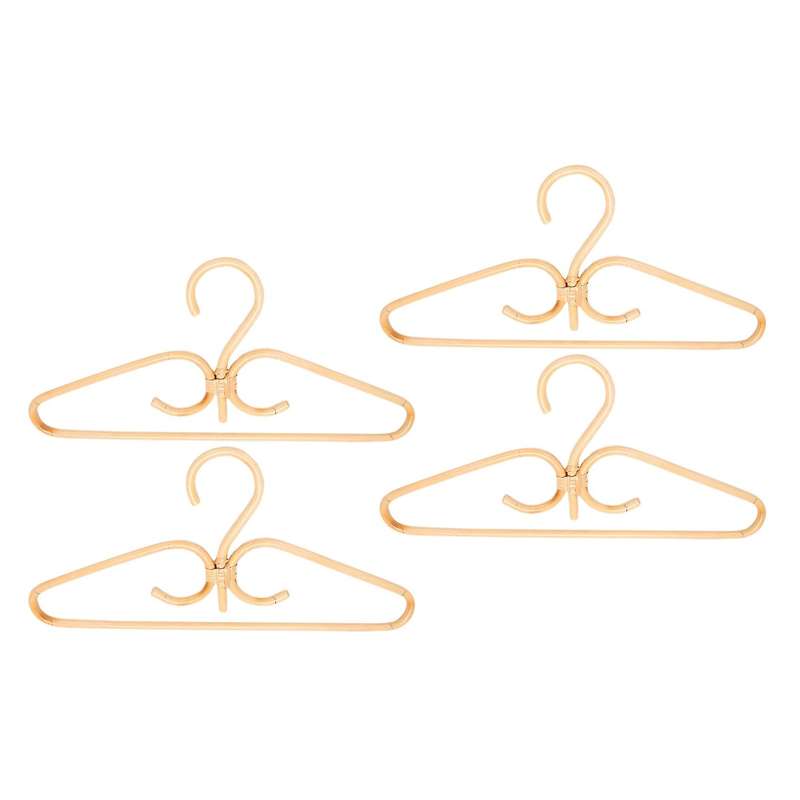 4pcs Rattan Clothes Hanger Natural Rattan 3 Hook Hanger 40x20cm