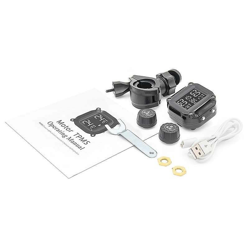 Motorcycle Tpms Motos Tyre Temperature Alarm with 2 External Sensors