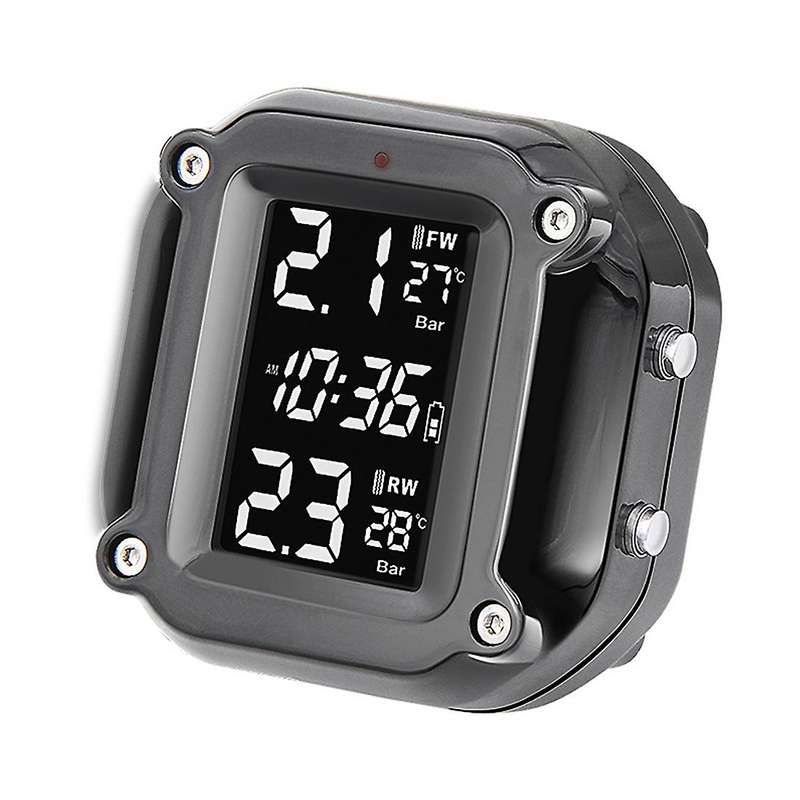 Motorcycle Tpms Motos Tyre Temperature Alarm with 2 External Sensors