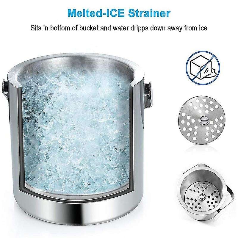 Double-walled Ice Bucket with Lid, Stainless Steel, 1.3 Liter
