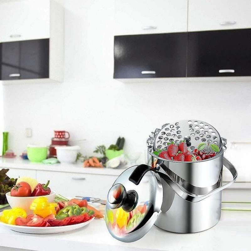 Double-walled Ice Bucket with Lid, Stainless Steel, 1.3 Liter