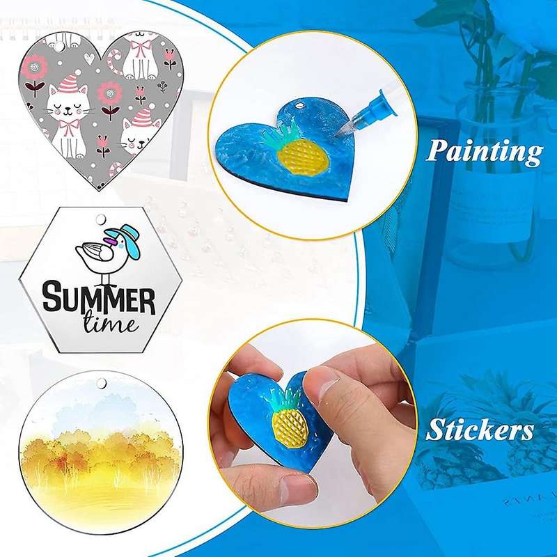 200 Pieces Acrylic Keychain Blanks Blank for Diy Craft Projects