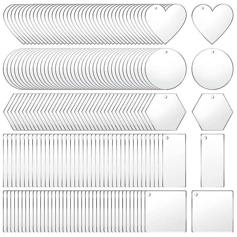 200 Pieces Acrylic Keychain Blanks Blank for Diy Craft Projects
