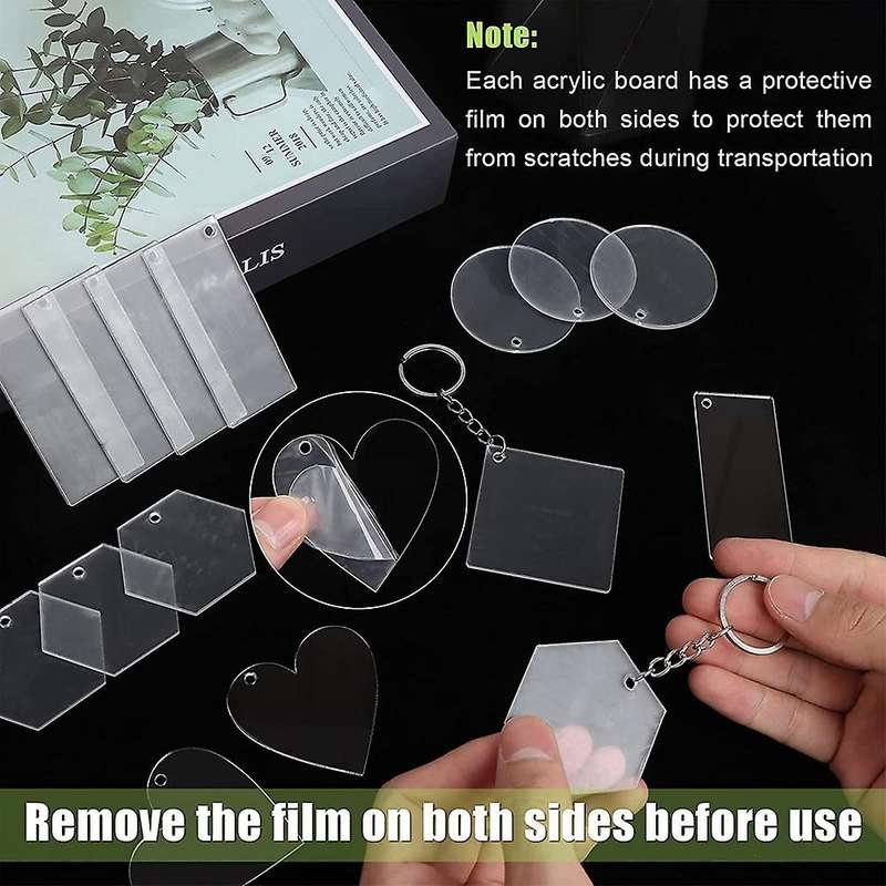 200 Pieces Acrylic Keychain Blanks Blank for Diy Craft Projects