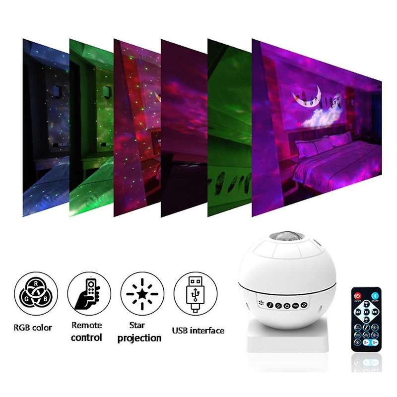 Star Projector Led Night Light Led Music Starry Water Wave Sleeping