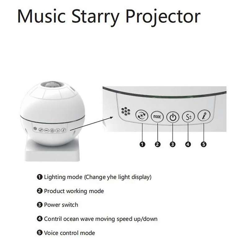Star Projector Led Night Light Led Music Starry Water Wave Sleeping