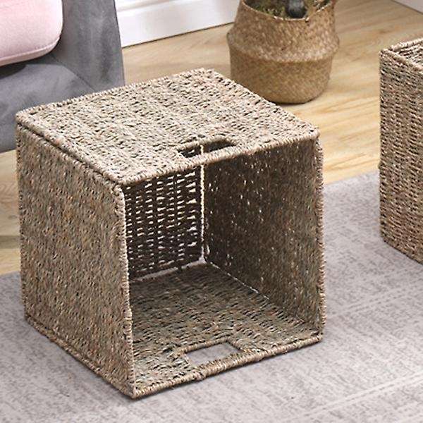 Woven Seagrass Organizer Basket with Handles for Cabinets,bathroom