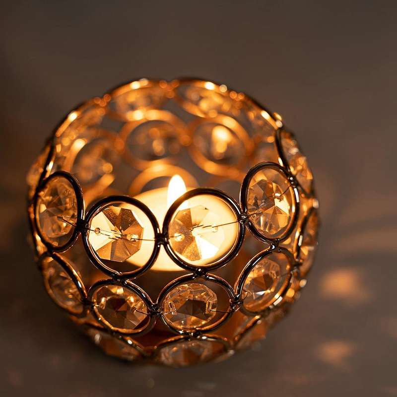 Gold Crystal Candle Holders Set Of 4 for Wedding Party Home Decor