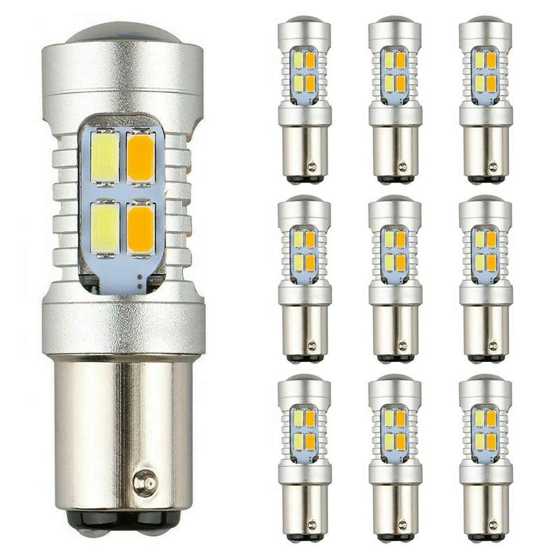 10pcs Dual Color Led Bulb 1157 Bay15d P21/5w Car Turn Signal Lamp A