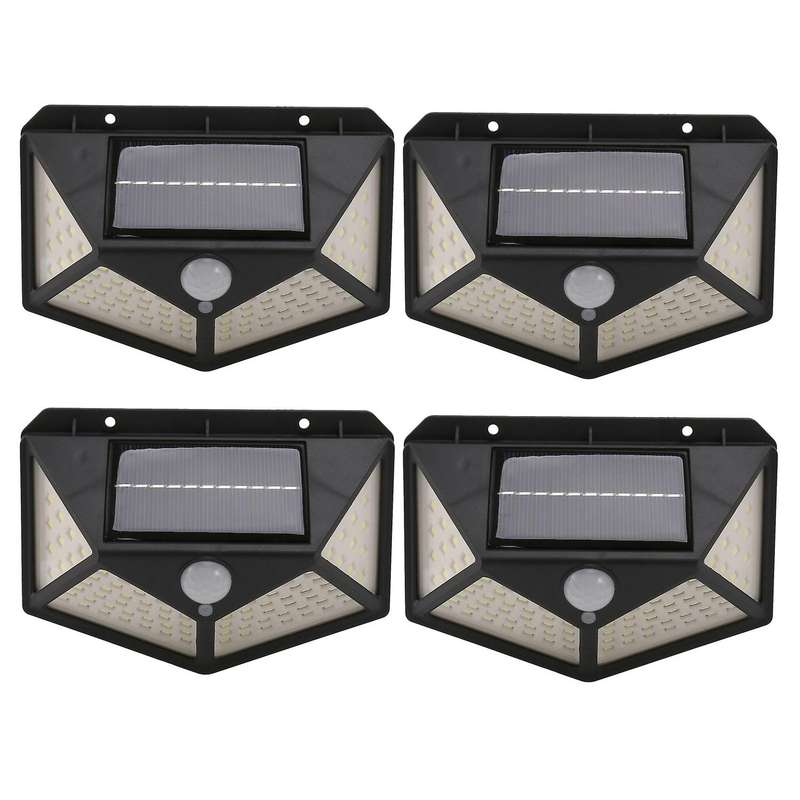 4x 100 Led Solar Power Wall Light Light-sensing Control Lamp
