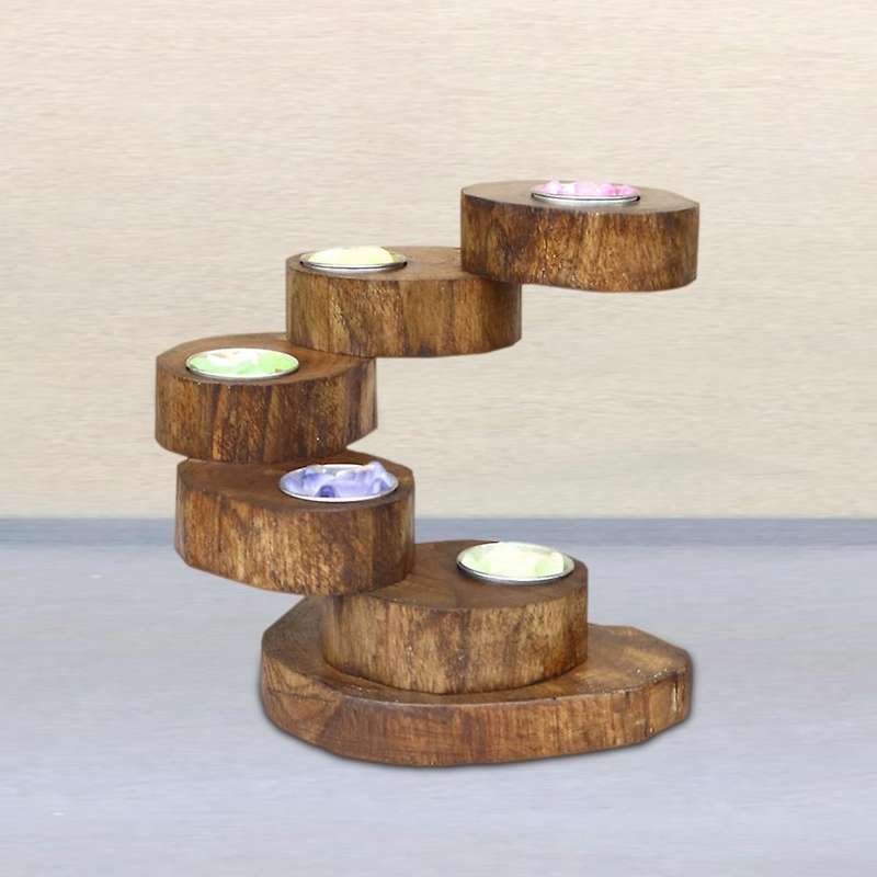 Wooden Candlestick Holder for Rustic Wedding Home Decoration 5 Layers