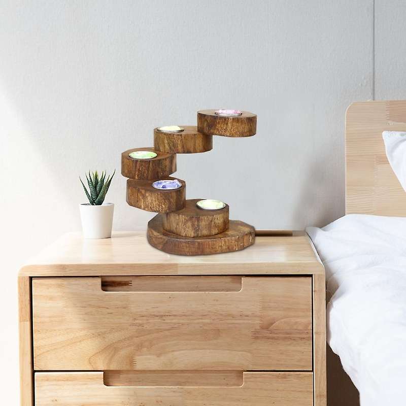 Wooden Candlestick Holder for Rustic Wedding Home Decoration 5 Layers