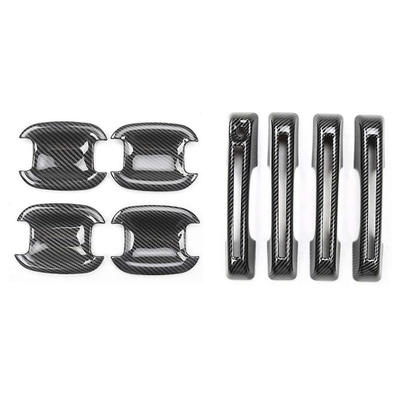 8pcs for Ford Bronco 2021 Door Handle Bowl Cover Bright Carbon Fiber