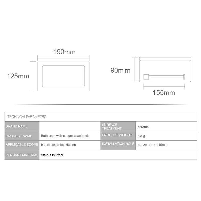 304 Stainless Steel Paper Towel Rack Shelf Toilet Paper Roll Holder