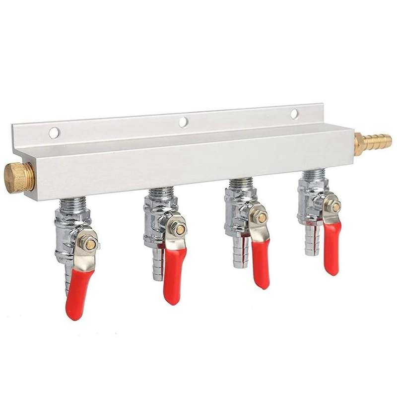 4-way Co2 Air Distribution Manifold Beer Barrel with Check Valve