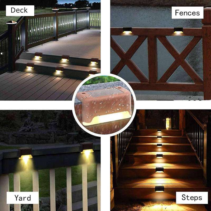 8pcs Led Solar Path Stair Lights Outdoor Garden Yard Fence Wall Lamp