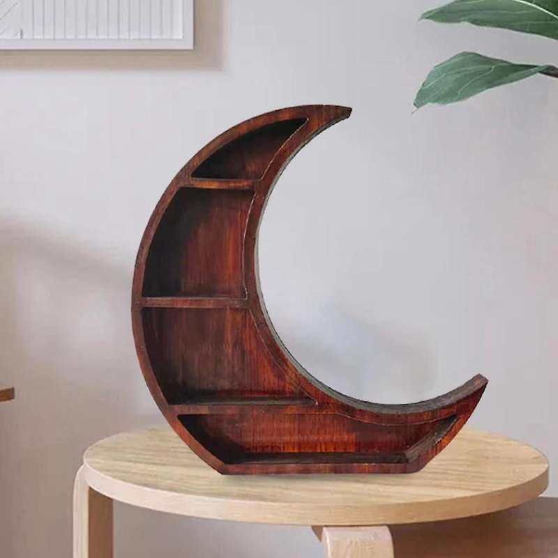Moon Shelf Room Decor Crystal Shelf Reversible Wooden Essential