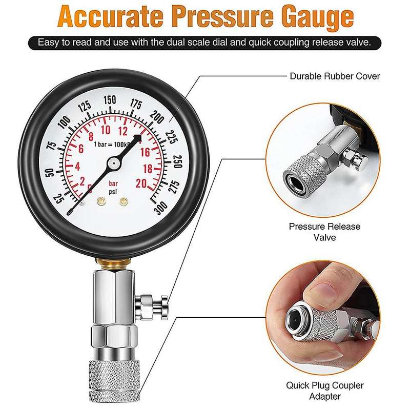 9pcs Cylinder Pressure Gauge Kit and Spark Plug Tester, Universal
