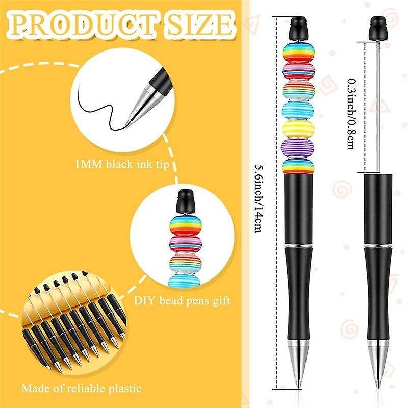 50pcs Plastic Beadable Pen Bulk Ballpoint Pen with 50 Refills Black