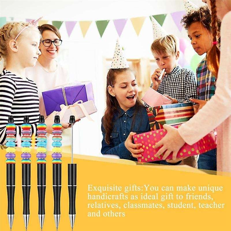50pcs Plastic Beadable Pen Bulk Ballpoint Pen with 50 Refills Black
