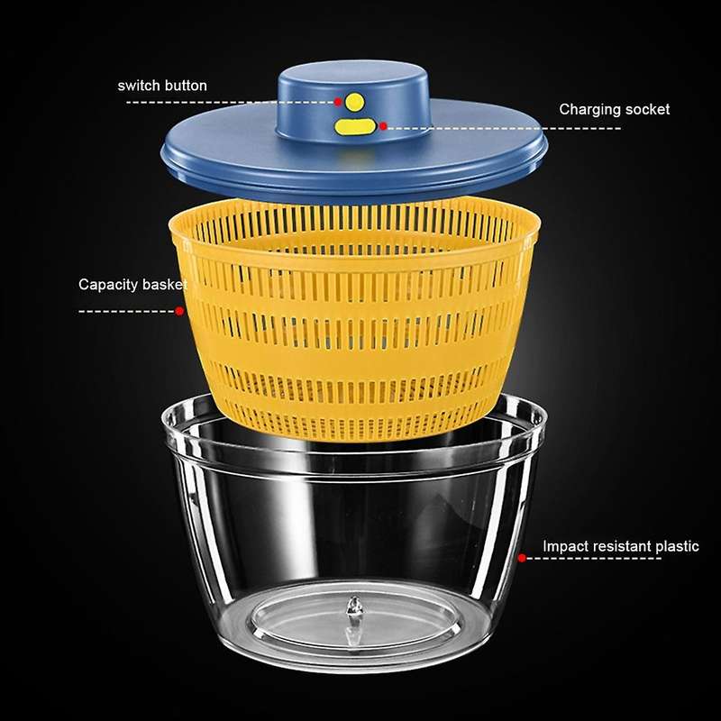 Salad Spinner Dehydrator Fruits Draining Usb Charing Kitchen Drainer