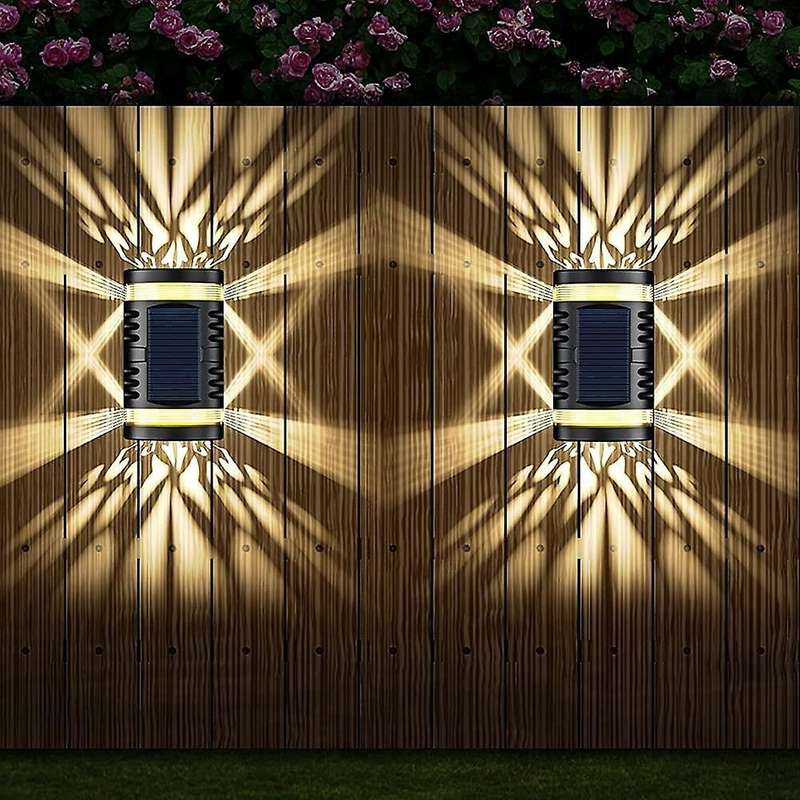 4 Pack Solar Lights Garden Solar Powered Wall Lights Warm Light