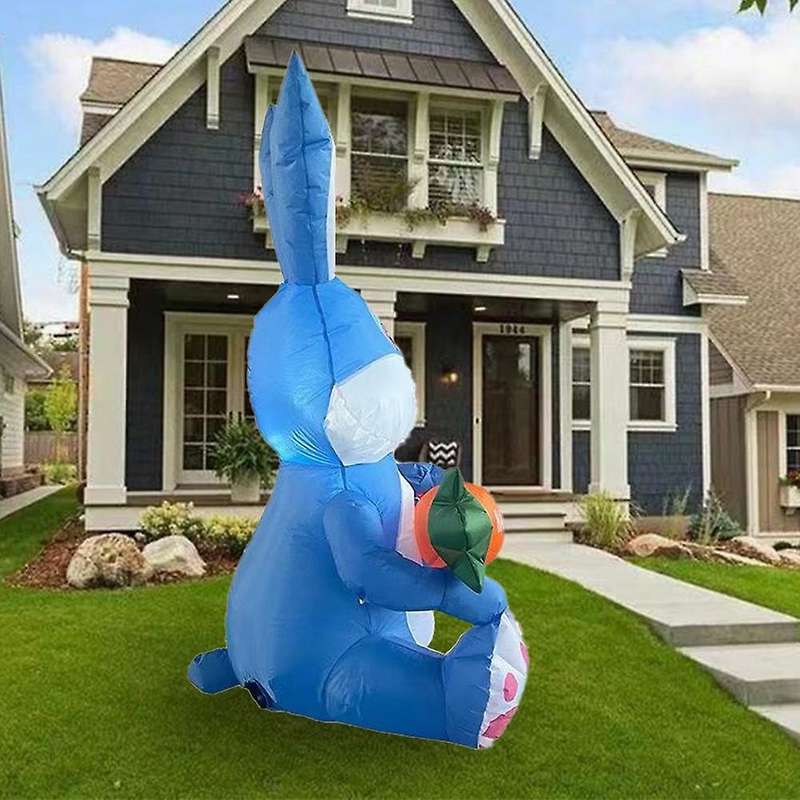 Led Light Up Inflatable Easter Cute Bunny Rabbit with Carrot-eu Plug