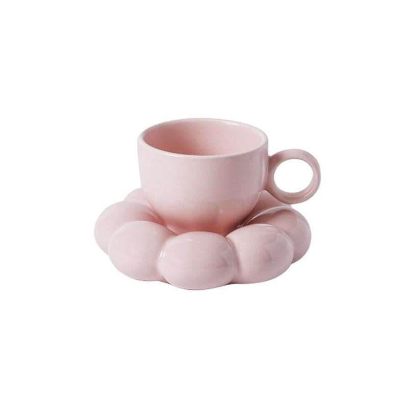 Nordic Flower Ceramic Coffee Cup Saucer Home Breakfast Tea Cup Set B
