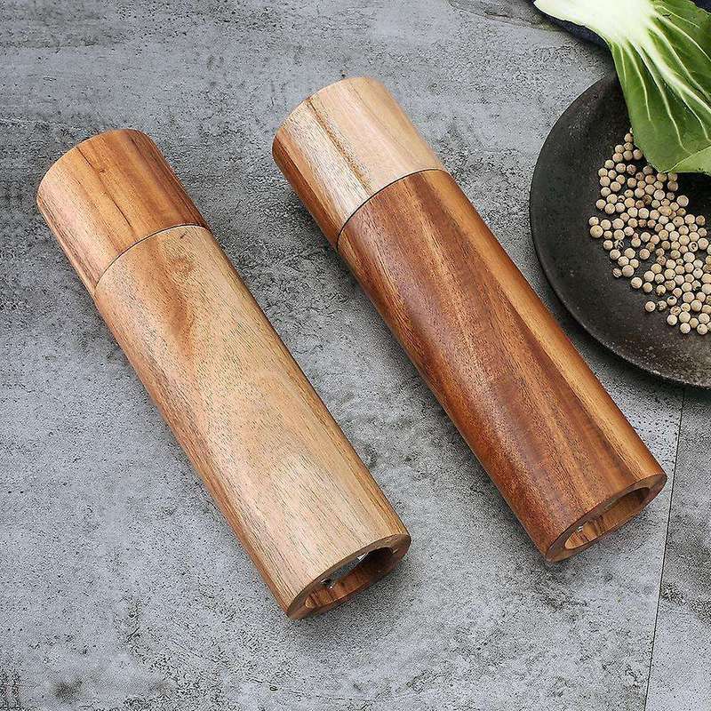 Wooden Salt and Pepper Grinder,suitable for Picnic,barbecue, 2 Pieces