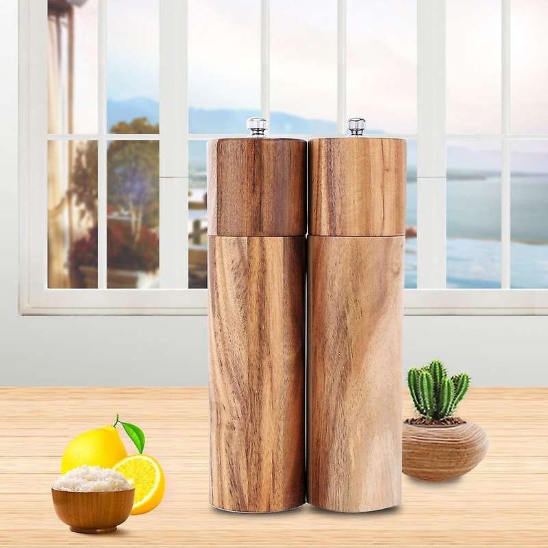 Wooden Salt and Pepper Grinder,suitable for Picnic,barbecue, 2 Pieces