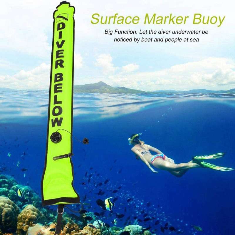 2x 115cm Diving Buoy Signal Tube for Underwater Diving Snorkeling Red
