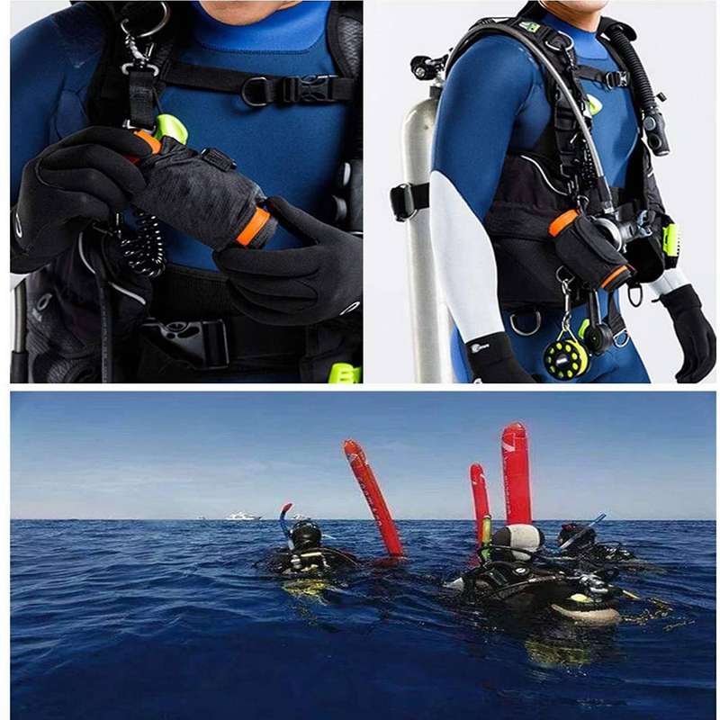 2x 115cm Diving Buoy Signal Tube for Underwater Diving Snorkeling Red