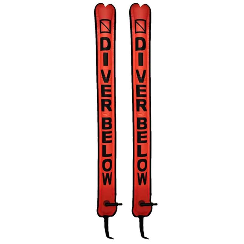 2x 115cm Diving Buoy Signal Tube for Underwater Diving Snorkeling Red