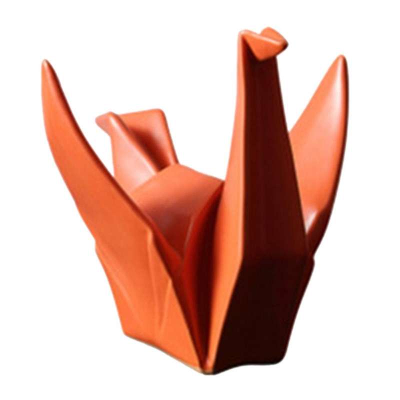 Nordic Abstract Ceramic Origami Statue for Home Decorations Orange