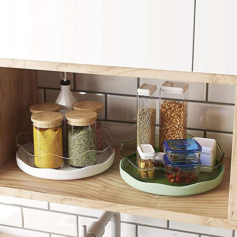 Lazy Susan, 2 Pack Non-skid Rotating Organizer, Round Plastic Green