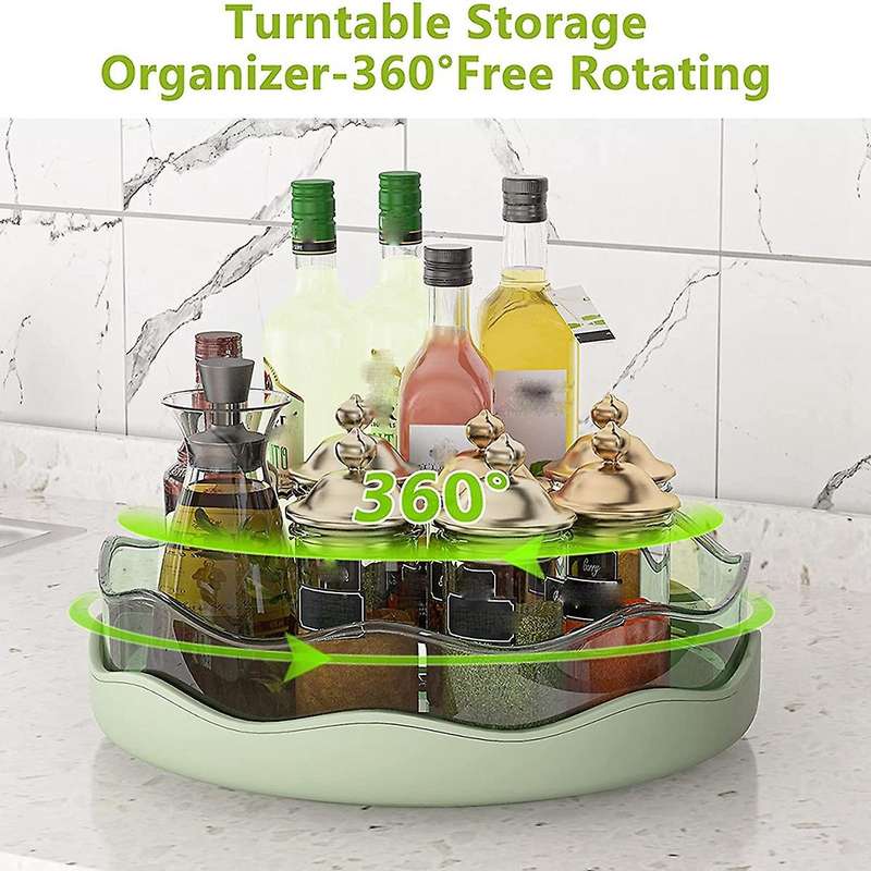 Lazy Susan, 2 Pack Non-skid Rotating Organizer, Round Plastic Green