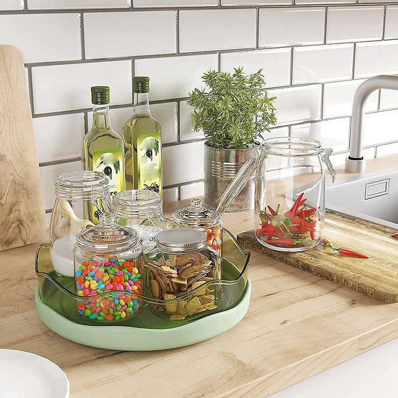Lazy Susan, 2 Pack Non-skid Rotating Organizer, Round Plastic Green