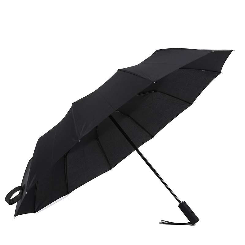 2x 12 Ribs Travel Umbrella with Ptfe Canopy, Lengthened Handle(black)