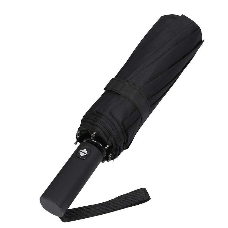 2x 12 Ribs Travel Umbrella with Ptfe Canopy, Lengthened Handle(black)