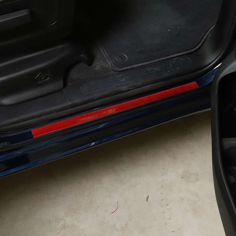 Car Door Sill Strip for Dodge Ram 18-22 Accessories,red Carbon Fiber