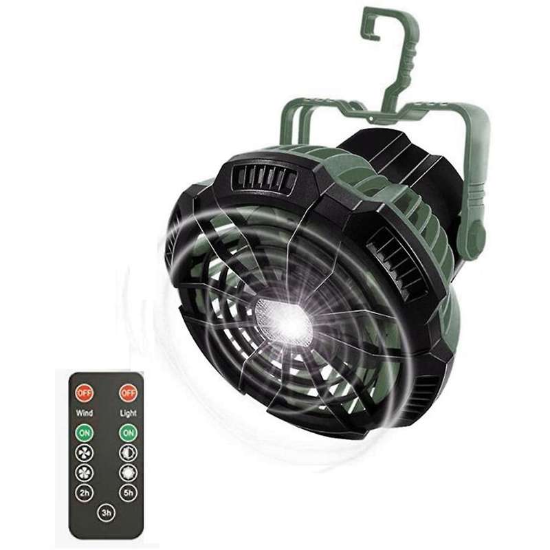 Camping Fan with Led,remote Control,180 Rotation,for Picnic,et,green