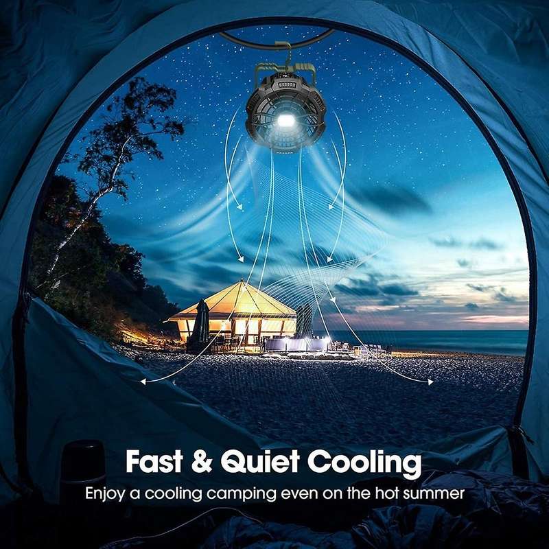 Camping Fan with Led,remote Control,180 Rotation,for Picnic,et,green