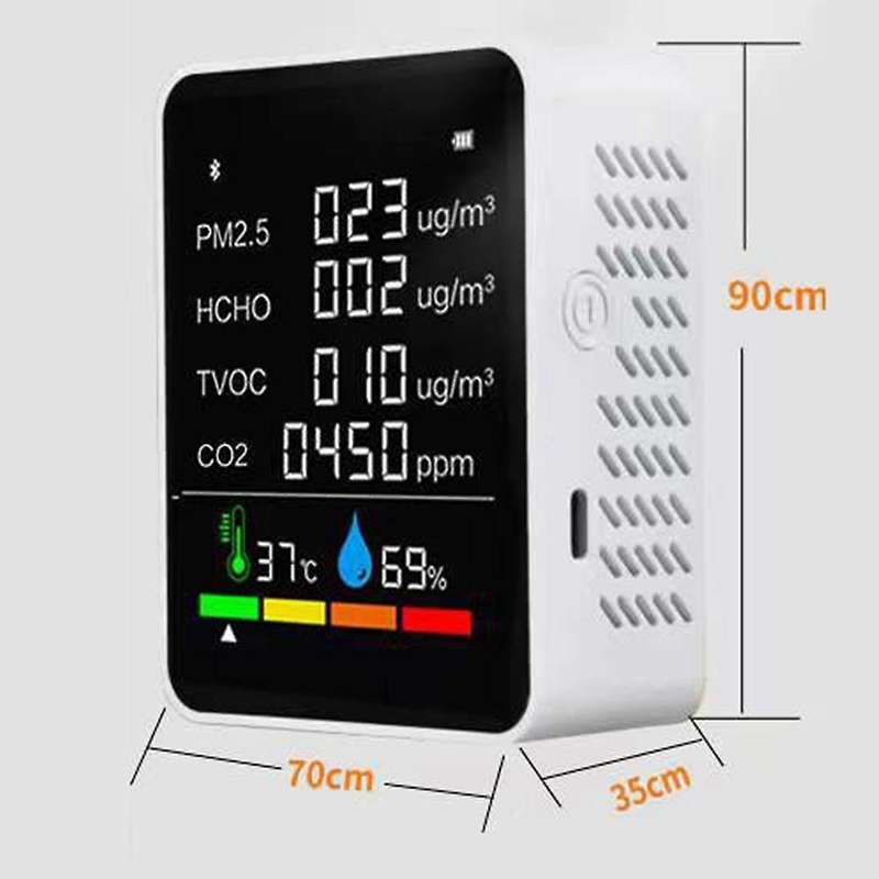 6 In1 Co2 Air Quality Monitor Digital Temperature Sensor Tester