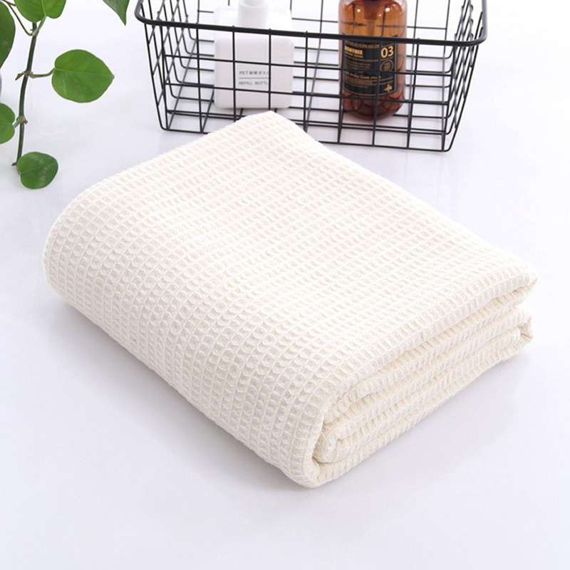 Cotton Honeycomb Effect Washable Soft Bed Chair Blanket-beige