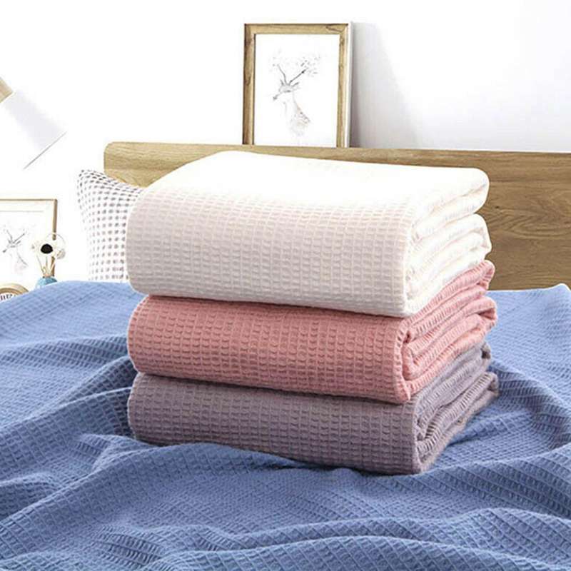 Cotton Honeycomb Effect Washable Soft Bed Chair Blanket-beige