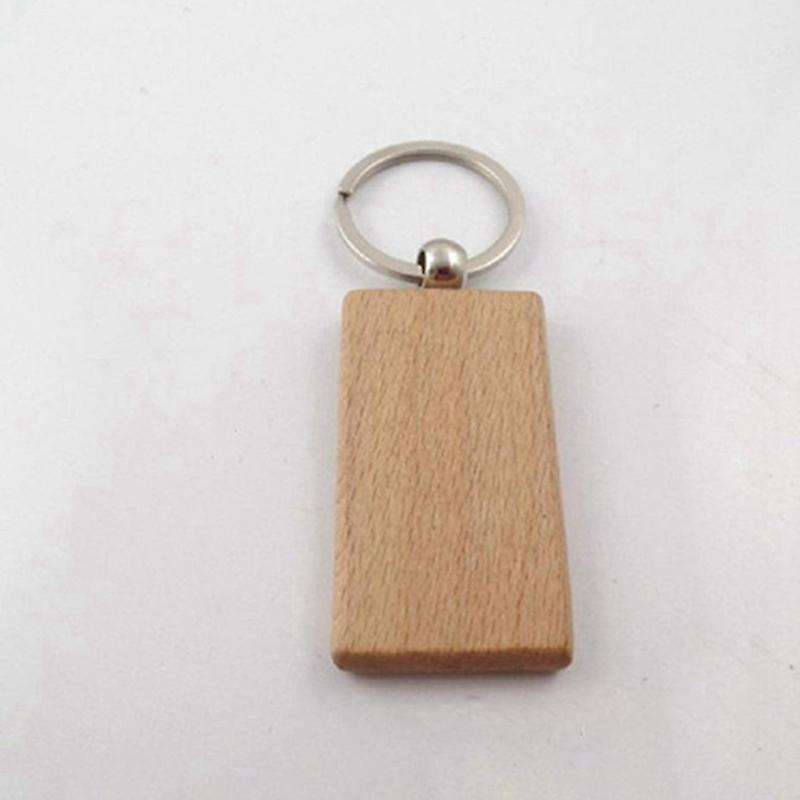 80pcs Blank Rectangle Wooden Key Chain Diy Wood Keychains Key Tags