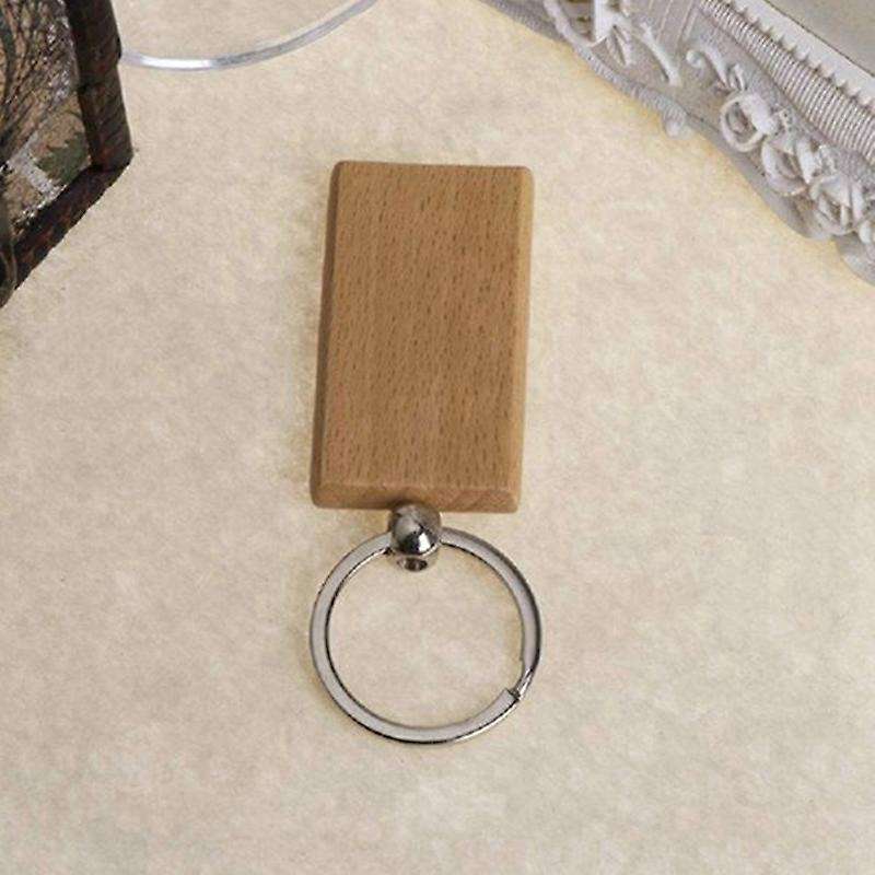 80pcs Blank Rectangle Wooden Key Chain Diy Wood Keychains Key Tags